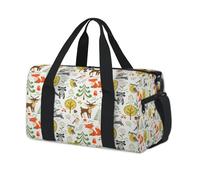 Lindas bolsas de lona deportivas con animales del bosque para niños, niñas, mujeres, hombres, animales, bayas, durante la noche, fin de semana, bolsa de viaje para llevar al gimnasio, bolsas de lona