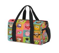Lindas bolsas de lona deportivas con diseño de búho de dibujos animados para niños, niñas, mujeres, hombres, pájaros, búhos, durante la noche, fin de semana, bolsa de viaje para llevar al gimnasio