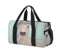 Lindas bolsas de lona deportivas con diseño de caballo con flores para niños, niñas, mujeres, hombres, caballos, durante la noche, fin de semana, bolsa de viaje para llevar al gimnasio, bolsas de lona