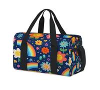 Lindas bolsas de lona deportivas con diseño de flores y arco iris para niños, niñas, mujeres, hombres, durante la noche, fin de semana, bolsa de viaje para llevar al gimnasio, bolsas de lona casuales