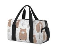 Lindas bolsas de lona deportivas con diseño de oso del bosque de dibujos animados para niños, niñas, mujeres, hombres, durante la noche, fin de semana, bolsa de viaje para llevar al gimnasio, bolsas
