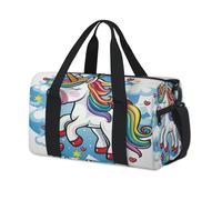 Lindas bolsas de lona deportivas con diseño de unicornio arcoíris para niños, niñas, mujeres, hombres, para fin de semana, para viajes, gimnasio, uso casual
