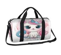 Lindas bolsas de lona deportivas con diseño de unicornio y gato, para fin de semana, para la noche, para viajes, gimnasio, equipaje, para niños, niñas, niños, mujeres y hombres