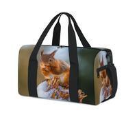 Lindas bolsas de lona deportivas de ardilla de invierno para niños, niñas, mujeres, hombres, animales, ardillas, durante la noche, fin de semana, bolsa de viaje, bolsa de viaje para el gimnasio