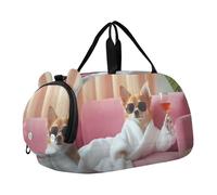 Lindas bolsas de lona para cachorros de San Valentín para viajes, fin de semana, para pasar la noche, para niños, bolsa de lona de lona para bailar, Estampado de lujo Chihuahua Relax, Classic
