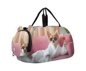 Lindas bolsas de lona para cachorros de San Valentín para viajes, fin de semana, para pasar la noche, para niños, bolsa de lona de lona para bailar, Estampado de lujo Chihuahua Relax, Classic