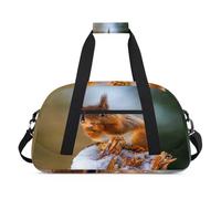 Lindas bolsas de lona para niños con ardilla de invierno para niñas y niños, ardilla animal durante la noche, bolsa de viaje de fin de semana, bolsa de viaje de 24 L, bolsa de deporte para gimnasio,