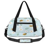Lindas bolsas de lona para niños, diseño de abejas y flores, para niñas y niños, bolsa de deporte ligera para gimnasio, bolsa de viaje o baile, Bonitas flores de abejas, 18.5L x 7.8W x 9.4H