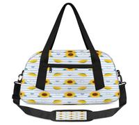 Lindas bolsas de lona para niños y niñas, diseño de girasoles, ligeras y a rayas azules, bolsa de gimnasio para niños, bolsa de viaje para fin de semana, bolsa de baile, lindo girasol, 18.5L x 7.8W x