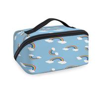 Lindas bolsas de maquillaje de viaje con diseño de arcoíris para mujeres, hombres, niñas, niños, bolsa de lavado portátil, artículos de aseo personal, organizador de artículos de tocador