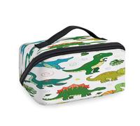 Lindas bolsas de maquillaje de viaje con diseño de dinosaurio kawaii para mujeres, hombres, niñas y niños, bolsa de lavado con bonito estampado, bolsa de aseo portátil, organizador de artículos de