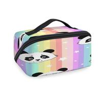 Lindas bolsas de maquillaje de viaje con diseño de panda arcoíris para mujeres, hombres, niñas, niños, bolsa de lavado de panda, bolsa de aseo portátil, organizador de artículos de tocador