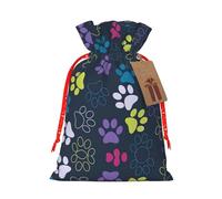 Lindas bolsas de regalo con cordón y estampado de huellas de perro, reutilizables, versátiles para cumpleaños, fiestas de vacaciones