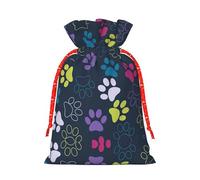 Lindas bolsas de regalo con cordón y estampado de huellas de perro, reutilizables, versátiles para cumpleaños, fiestas de vacaciones