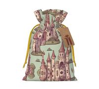 Lindas bolsas de regalo de cuento de hadas Castle02 con cordón impreso, embalaje para fiestas, caramelos, regalos de Navidad, decoración de vacaciones