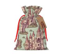 Lindas bolsas de regalo de cuento de hadas Castle02 con cordón impreso, embalaje para fiestas, caramelos, regalos de Navidad, decoración de vacaciones