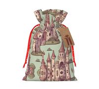 Lindas bolsas de regalo de cuento de hadas Castle02 con cordón impreso, embalaje para fiestas, caramelos, regalos de Navidad, decoración de vacaciones