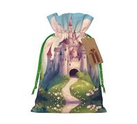 Lindas bolsas de regalo de cuento de hadas Castle03 con cordón impreso, embalaje para fiestas, caramelos, regalos de Navidad, decoración de vacaciones
