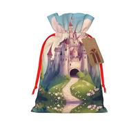 Lindas bolsas de regalo de cuento de hadas Castle03 con cordón impreso, embalaje para fiestas, caramelos, regalos de Navidad, decoración de vacaciones