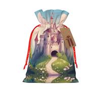 Lindas bolsas de regalo de cuento de hadas Castle03 con cordón impreso, embalaje para fiestas, caramelos, regalos de Navidad, decoración de vacaciones