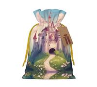 Lindas bolsas de regalo de cuento de hadas Castle03 con cordón impreso, embalaje para fiestas, caramelos, regalos de Navidad, decoración de vacaciones