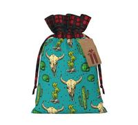 Lindas bolsas de regalo de Navidad con cordón de cactus y calavera de toro, reutilizables, para experiencias de regalo excepcionales