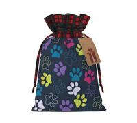 Lindas bolsas de regalo ecológicas con estampado de huellas de perro para fiestas de Navidad, envolver regalos