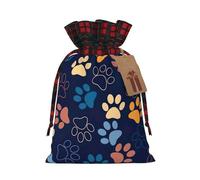 Lindas bolsas de regalo ecológicas con estampado de huellas de perro para Navidad, para necesidades festivas de cumpleaños