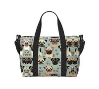 Lindas bolsas de viaje con diseño de carlino chihuahua, para fin de semana, para mujer, bolsa deportiva de gimnasio, bolsa de lona para entrenamiento, durante la noche, Black, Talla única