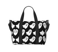 Lindas bolsas de viaje de Halloween con fantasmas blancos, para fin de semana, para mujer, bolsa de gimnasio deportiva, bolsa de lona de entrenamiento, durante la noche, Black, Talla única