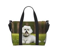 Lindas bolsas de viaje versátiles para artículos personales de Bichon Frise Dog para mujer, espaciosas bolsas de lona para viajes, bolsas de gimnasio para hombres, Negro -, Talla única