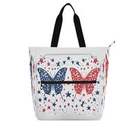 Lindas bolsas decorativas para niños, mujeres y hombres, diseño de mariposas de dibujos animados, 4 de julio, Día de la Independencia, bolsas ligeras para profesores, bolsos con bolsillos interiores