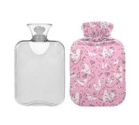 Lindas botellas de agua caliente con corazones de San Valentín, 2 L, almohadilla térmica de agua, alivio de dolores de cabeza, dolor de espalda, calambres menstruales