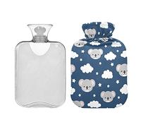 Lindas botellas de agua caliente con patrón de koala de buena noche, 2 L, almohadilla de calefacción de agua, alivio de dolores de cabeza, dolor de espalda, calambres menstruales