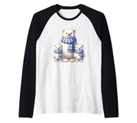 Lindas Bufandas a Juego de la Familia del Oso Polar Camiseta Manga Raglan