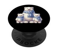 Lindas Bufandas a Juego de la Familia del Oso Polar PopSockets PopGrip Adhesivo