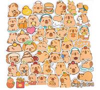 Lindas calcomanías de Capibara, 50 unidades, calcomanías Kawaii Capybara Graffiti, calcomanías de vinilo impermeables de dibujos animados para botella de agua, laptop, equipaje, guitarra, álbum de