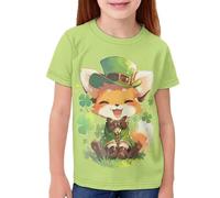 Lindas camisetas con gráficos 3D para niños, camisetas de manga corta para niños y niñas, 3-16 años, 2-St. Patrick Fox, 9-10 años