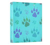 Lindas carpetas de 3 anillos azules con estampado de huellas de animales, 1.5 pulgadas, carpetas versátiles con 3 bolsillos interiores, carpeta decorativa de tres anillos para suministros escolares y