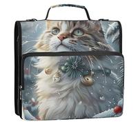 Lindas carpetas de 3 anillos de 1.5 pulgadas, resistente, con diseño de gato nevado, con cremallera, organizador para 500 hojas con correa para el hombro para la escuela