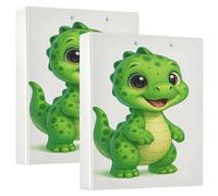 Lindas carpetas de dinosaurios de dibujos animados de 1.5 pulgadas, 3 anillos con capacidad para 200 hojas, lindas carpetas de carpeta de recetas de anillos redondos florales, 12.4 x 10.6 x 2.36
