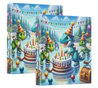 Lindas carpetas de dinosaurios de dibujos animados de 3 anillos de 1.5 pulgadas con capacidad para 200 hojas, carpetas lindas con anillos redondos, 12.4 x 10.6 x 2.36 pulgadas, 1 paquete