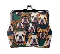 Lindas carteras pequeñas de bulldog inglés para mujer, carteras para mujer, monedero para mujer, cartera pequeña para mujer, con cremallera y cierre de beso, Negro -, Talla única, Art Deco