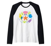 Lindas Criaturas del océano Estrella de mar Shell Salvar Vida Marina Dibujos Animados Camiseta Manga Raglan