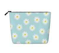 Lindas Flores de Margaritas Florales Azules,Neceser de Maquillaje de imitación Lino, Neceser de Viaje portátil