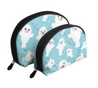 Lindas focas Divertidas, Bolsa de Maquillaje de Concha, Monedero pequeño para Mujer, Bolsa de artículos de tocador, Bolsa de cosméticos, 2 Piezas