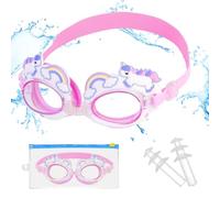 Lindas Gafas de Natación unicornio, Gafas de Natación para Niños con Tapones para Los Oídos y Bolsa Potable, Antiniebla Sin Fugas Gafas Natación, Alta Definición, Premium Cómodo, para Niñas 4-14