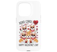 Lindas Gafas de Sol Corgi Valentine Heart Rose Sweet Dog Love Carcasa para iPhone 15 Pro
