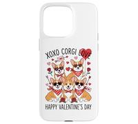 Lindas Gafas de Sol Corgi Valentine Heart Rose Sweet Dog Love Carcasa para iPhone 15 Pro MAX