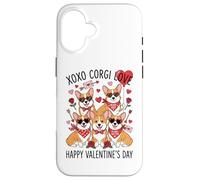 Lindas Gafas de Sol Corgi Valentine Heart Rose Sweet Dog Love Carcasa para iPhone 16